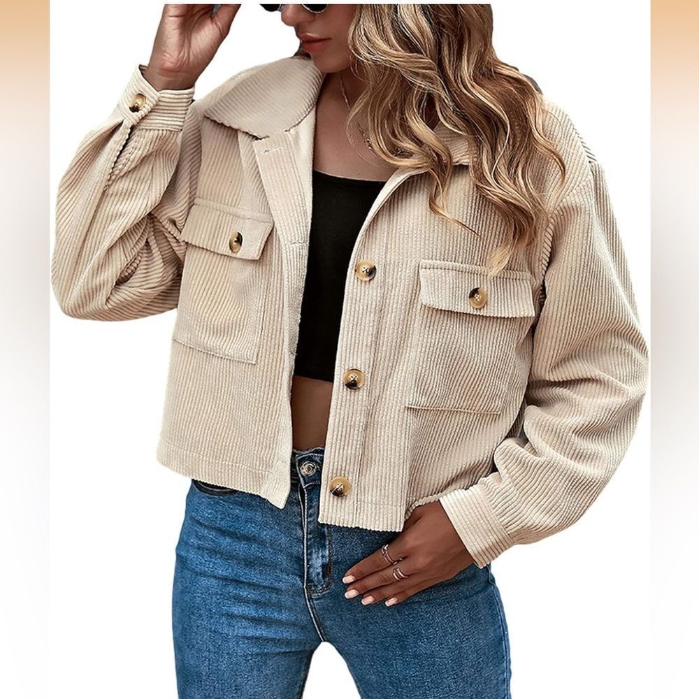 Cream Corduroy Cropped Jacket